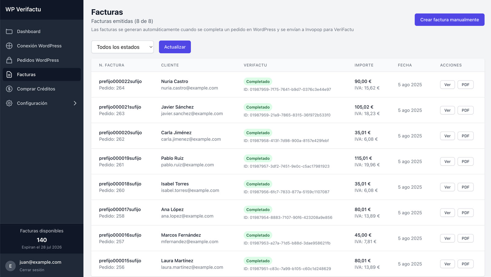 Facturas Verifactu con Woocommerce Plugin
