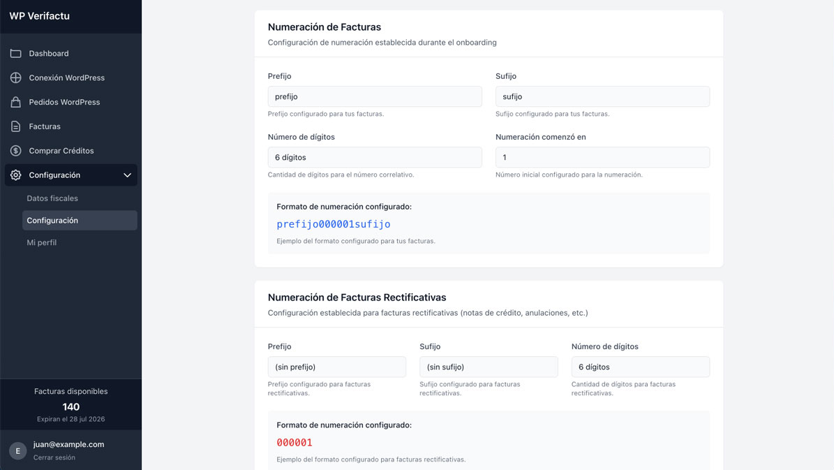 Plugin Verifactu Woocommerce - Crear facturas manualmente